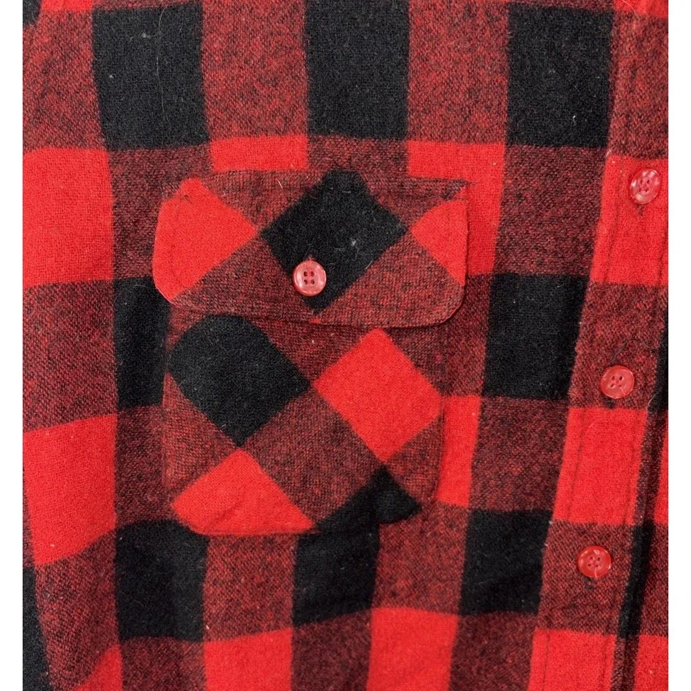 Vintage Hilton Field Buffalo Plaid Wool Blend Button Down Shirt Sz‎ L Grunge
